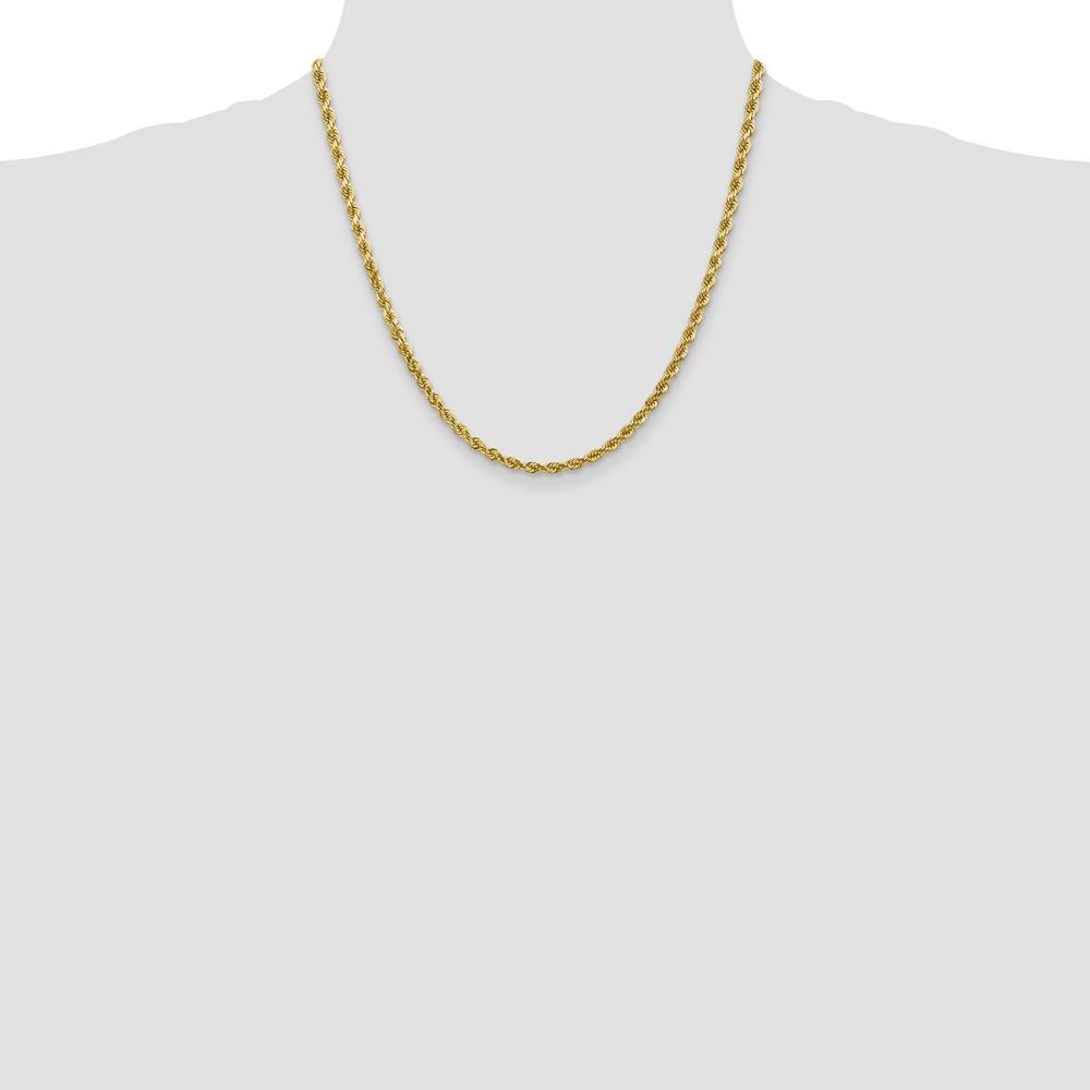 14K Yellow Gold 20" 4mm Diamond-Cut Rope Chain with Lobster Clasp