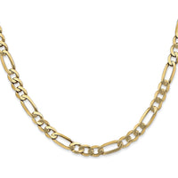 14K Yellow Gold 20" 5.25mm Flat Figaro Chain Necklace with Lobster Clasp by Oro Pregiato