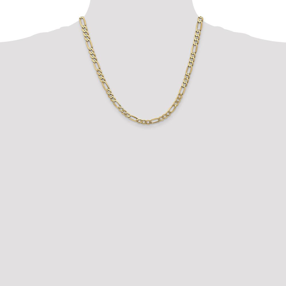 14K Yellow Gold 20" 5.25mm Flat Figaro Chain Necklace with Lobster Clasp by Oro Pregiato