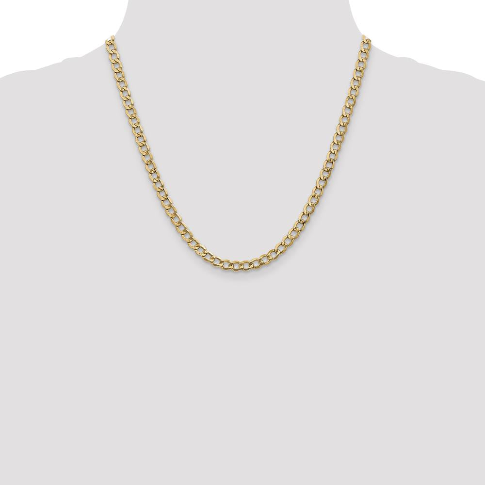 14K Yellow Gold 20" 5.25mm Polished Curb Chain with Lobster Clasp by Oro Pregiato