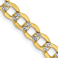 14K Yellow Gold 20" 5.2mm Curb Chain with Rhodium Pavé Detail and Lobster Clasp by Oro Pregiato
