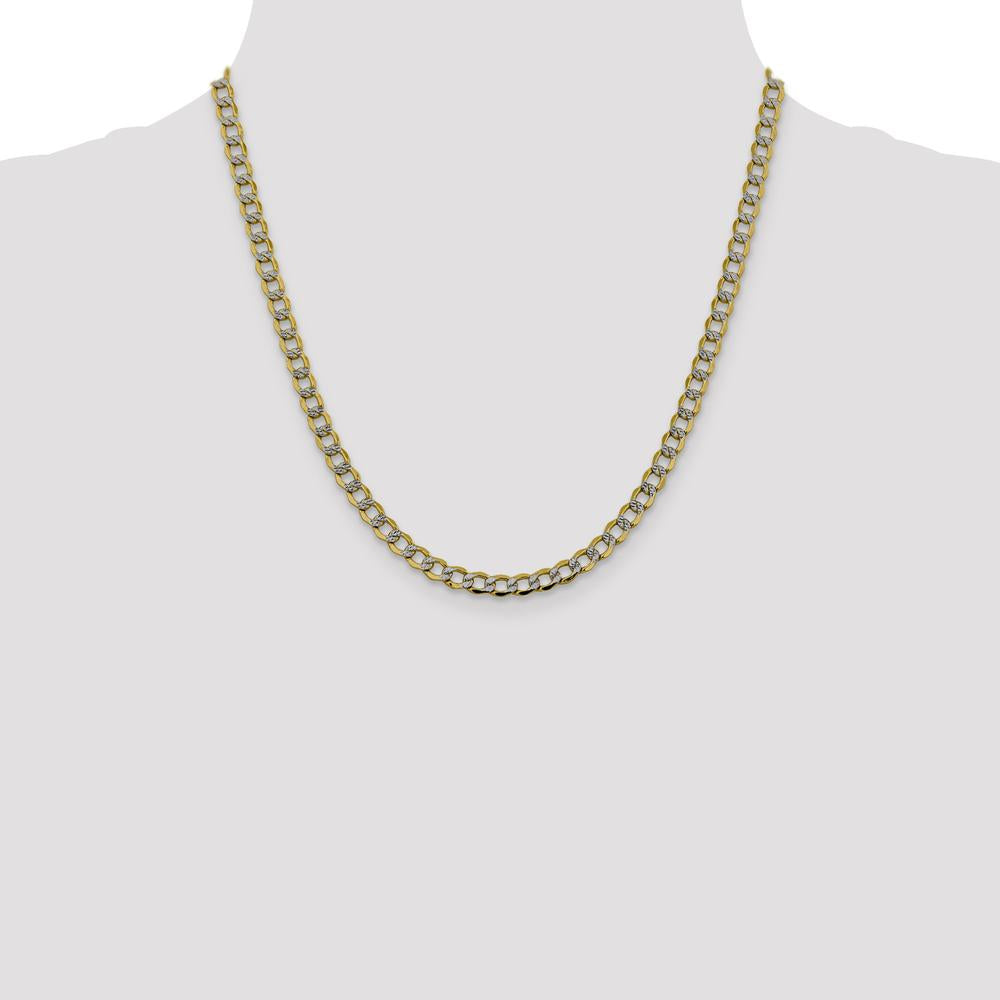 14K Yellow Gold 20" 5.2mm Curb Chain with Rhodium Pavé Detail and Lobster Clasp by Oro Pregiato
