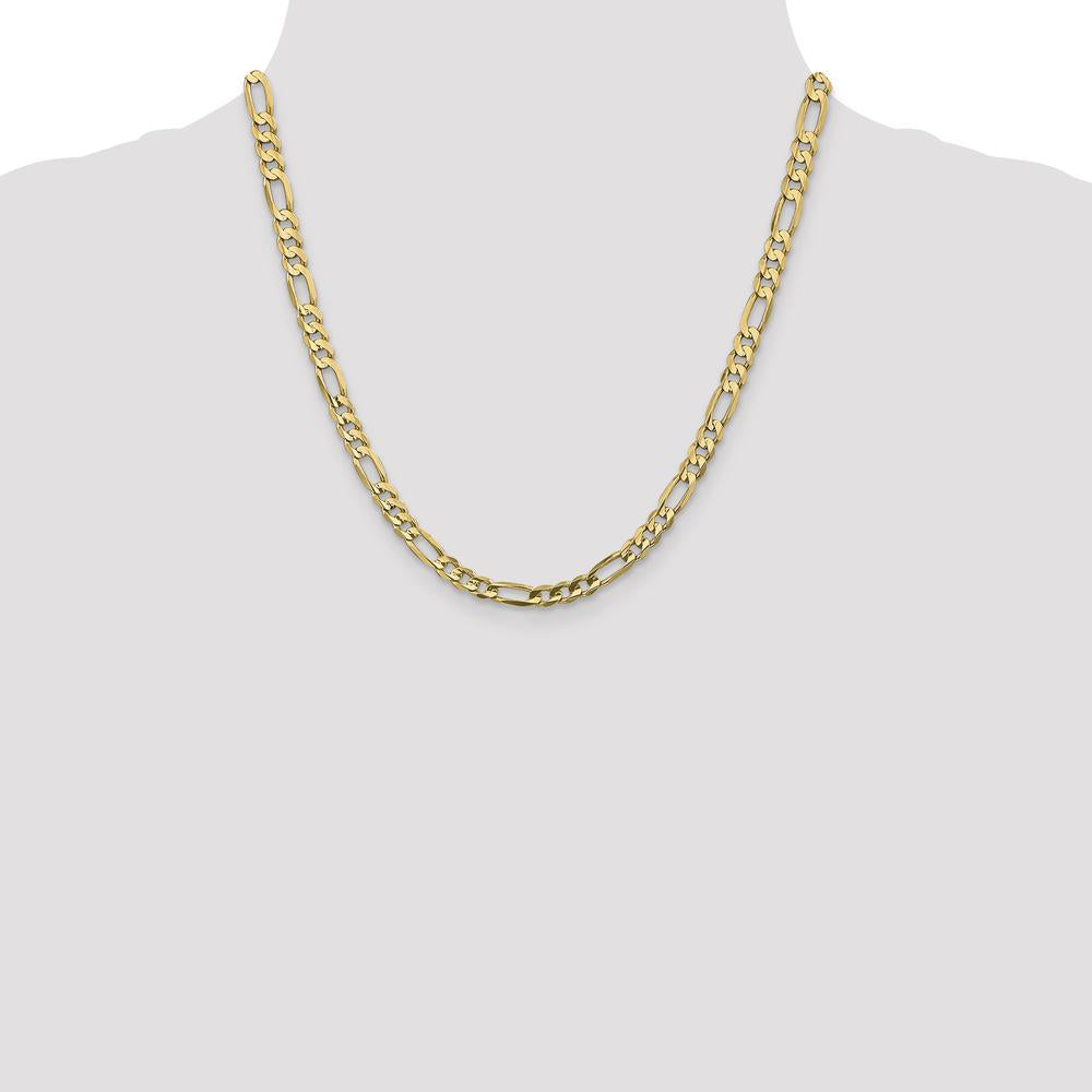 14K Yellow Gold 20" 5.5mm Concave Open Figaro Chain with Lobster Clasp by Oro Pregiato