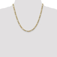 14K Yellow Gold 20" 5.75mm Semi-Solid Figaro Chain Necklace with Lobster Clasp by Oro Pregiato