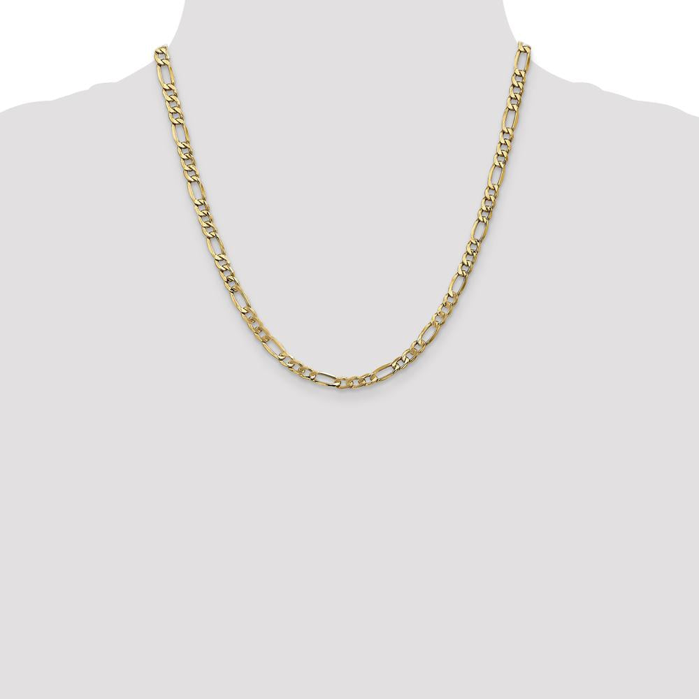 14K Yellow Gold 20" 5.75mm Semi-Solid Figaro Chain Necklace with Lobster Clasp by Oro Pregiato