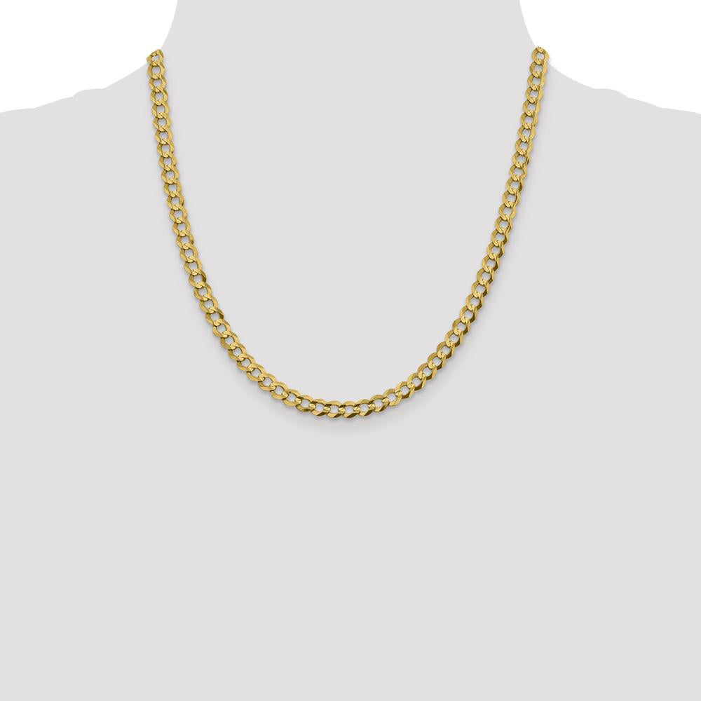 14K Yellow Gold 20" 5.9mm Lightweight Flat Cuban Chain with Lobster Clasp by Oro Pregiato