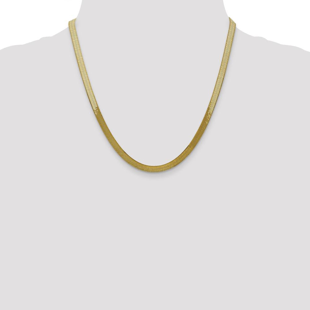 14K Yellow Gold 20" 5mm Herringbone Chain with Lobster Clasp by 0