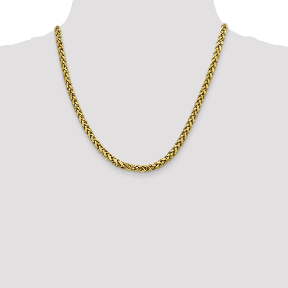 14K Yellow Gold 20" 5mm Semi-Solid Diamond-Cut Wheat Chain with Lobster Clasp by Oro Pregiato