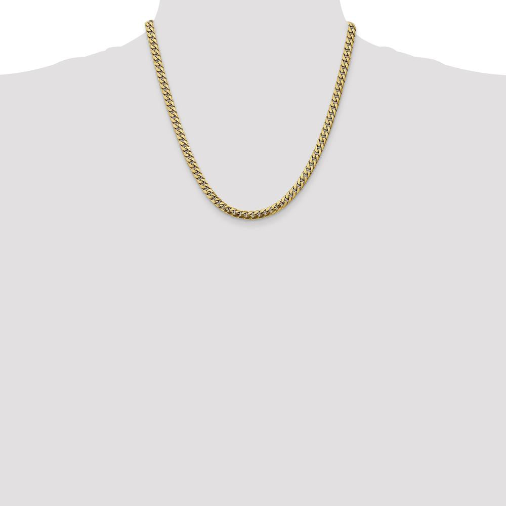 14K Yellow Gold 20" 5mm Solid Miami Cuban Link Chain with Lobster Clasp by Oro Pregiato