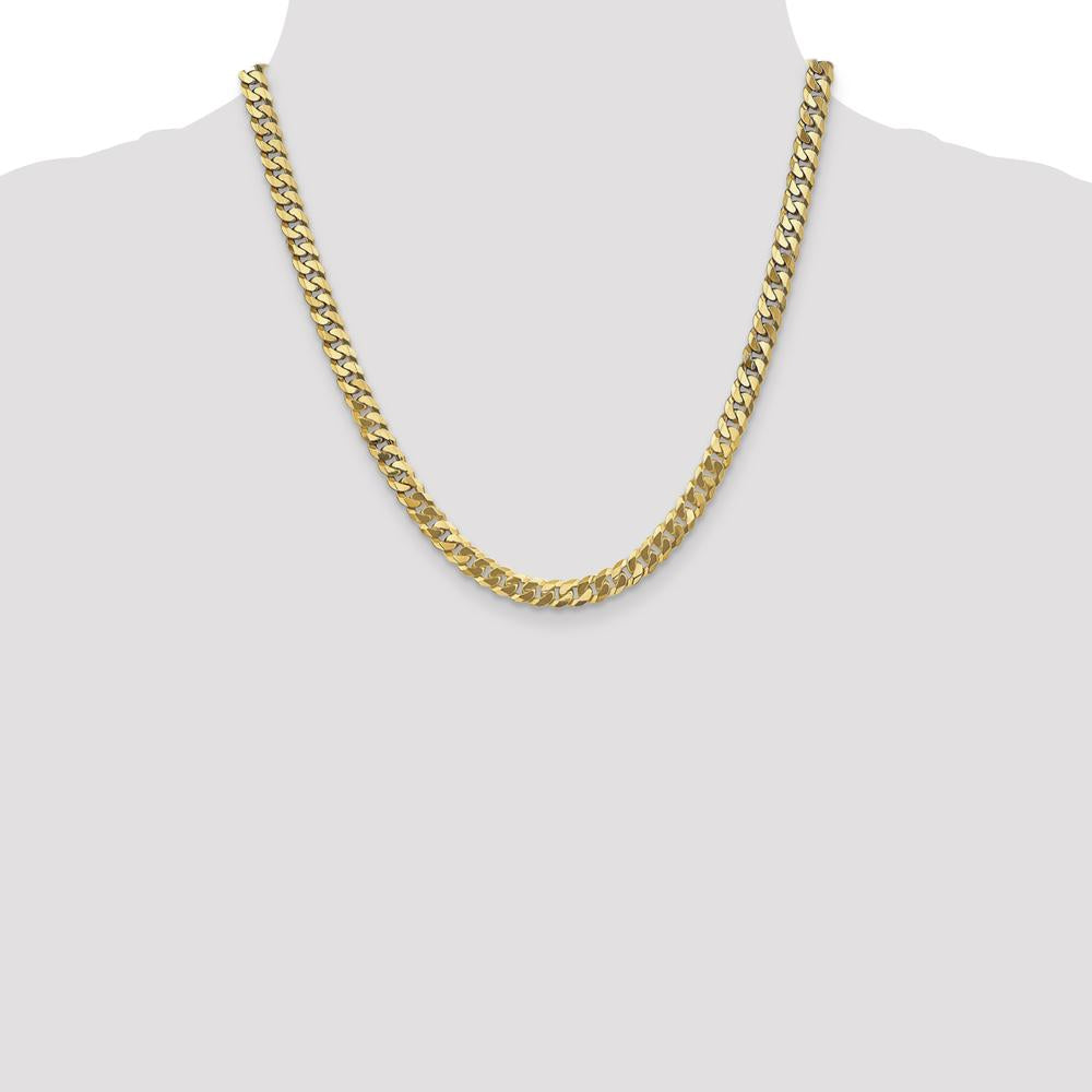 14K Yellow Gold 20" 6.25mm Flat Beveled Curb Chain with Lobster Clasp by Oro Pregiato
