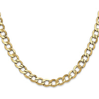 14K Yellow Gold 20" 6.5mm Semi-Solid Curb Chain with Lobster Clasp - Polished Finish by Oro Pregiato
