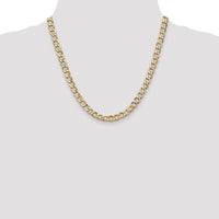 14K Yellow Gold 20" 6.5mm Semi-Solid Curb Chain with Lobster Clasp - Polished Finish by Oro Pregiato