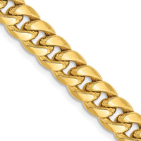 14K Yellow Gold 20" 6.75mm Semi-Solid Miami Cuban Chain with Lobster Clasp by Oro Pregiato