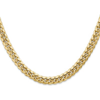 14K Yellow Gold 20" 6.75mm Semi-Solid Miami Cuban Chain with Lobster Clasp by Oro Pregiato