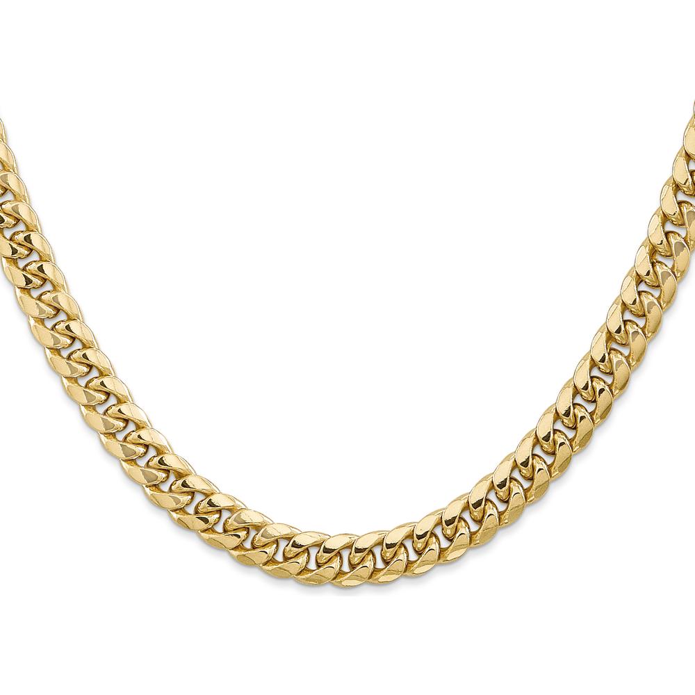 14K Yellow Gold 20" 6.75mm Semi-Solid Miami Cuban Chain with Lobster Clasp by Oro Pregiato