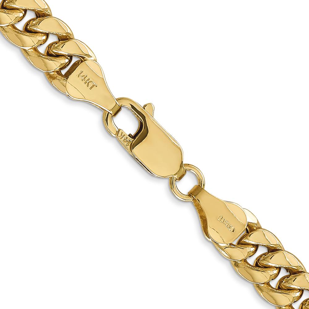 14K Yellow Gold 20" 6.75mm Semi-Solid Miami Cuban Chain with Lobster Clasp by Oro Pregiato