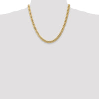 14K Yellow Gold 20" 6.75mm Semi-Solid Miami Cuban Chain with Lobster Clasp by Oro Pregiato