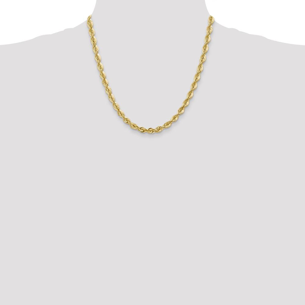 14K Yellow Gold 20" 6mm Regular Rope Chain Necklace with Fancy Lobster Clasp