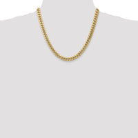 14K Yellow Gold 20" 7.3mm Semi-Solid Miami Cuban Chain Necklace with Lobster Clasp by Oro Pregiato