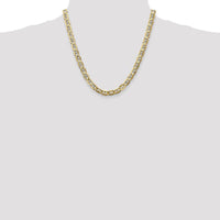 14K Yellow Gold 20" 7mm Concave Anchor Chain Necklace with Lobster Clasp by Oro Pregiato