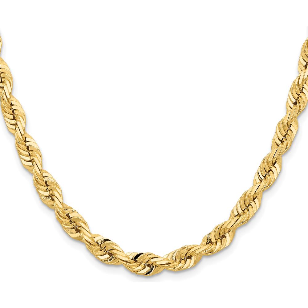 14K Yellow Gold 20" 7mm Diamond-Cut Rope Chain Necklace with Fancy Lobster Clasp by Oro Pregiato