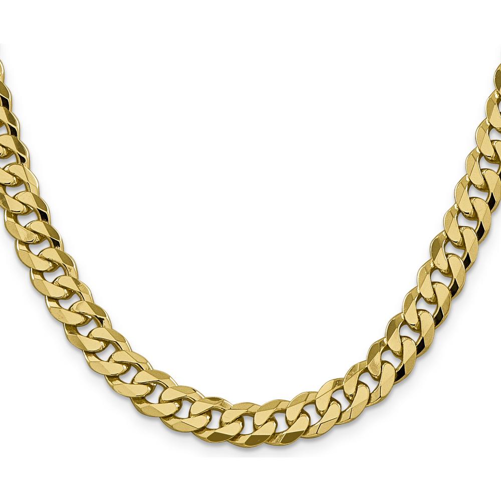 14K Yellow Gold 20" 8.5mm Flat Beveled Curb Chain with Lobster Clasp by Oro Pregiato