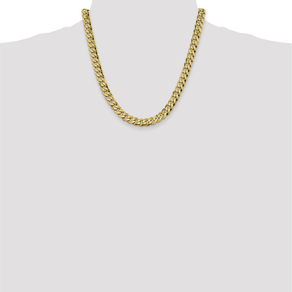 14K Yellow Gold 20" 8.5mm Flat Beveled Curb Chain with Lobster Clasp by Oro Pregiato