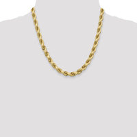 14K Yellow Gold 20" 8mm Diamond-Cut Rope Chain Necklace with Fancy Lobster Clasp