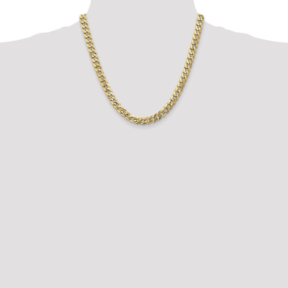 14K Yellow Gold 20" 8mm Flat Beveled Curb Chain with Lobster Clasp by Oro Pregiato