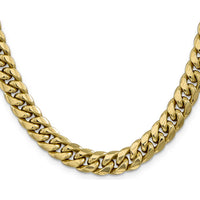 14K Yellow Gold 20" 9.3mm Semi-Solid Miami Cuban Chain with Lobster Clasp by Oro Pregiato