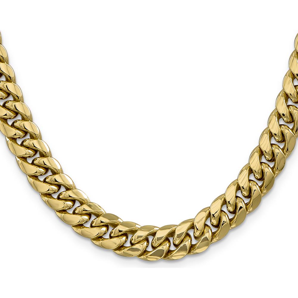 14K Yellow Gold 20" 9.3mm Semi-Solid Miami Cuban Chain with Lobster Clasp by Oro Pregiato