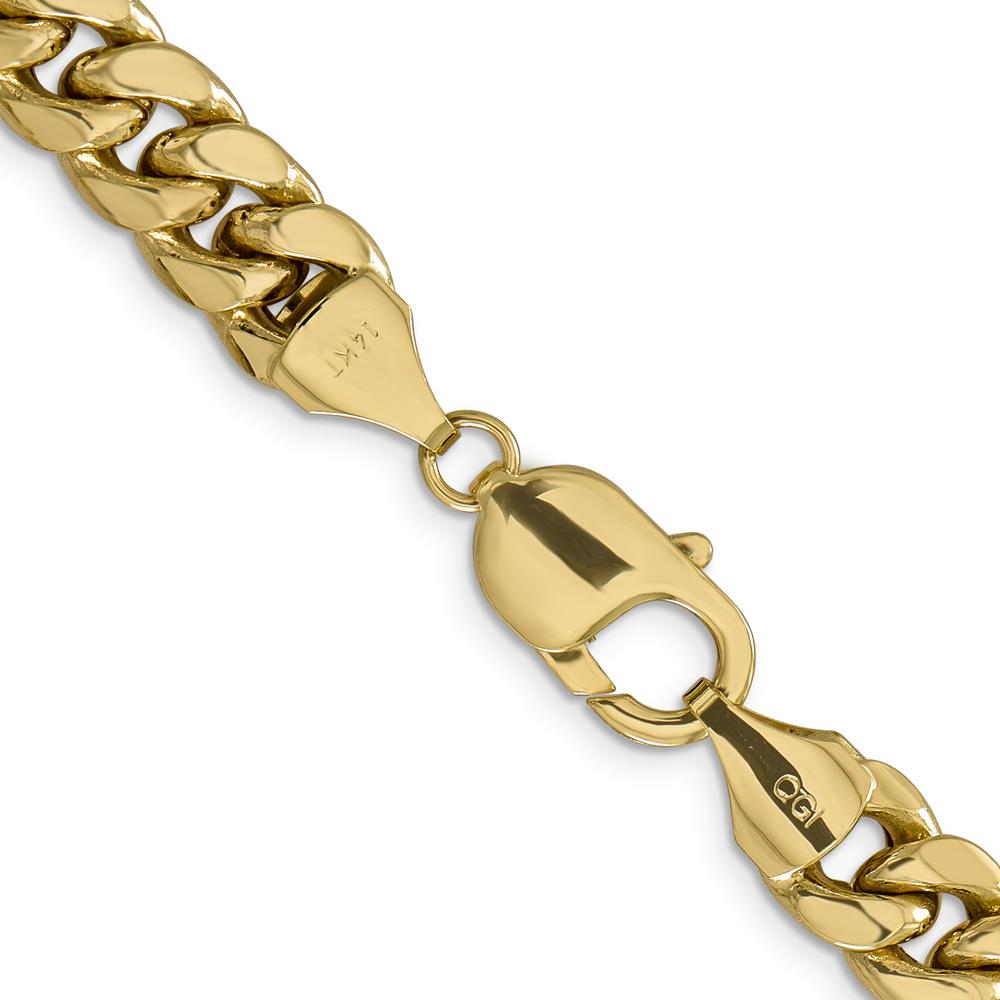 14K Yellow Gold 20" 9.3mm Semi-Solid Miami Cuban Chain with Lobster Clasp by Oro Pregiato