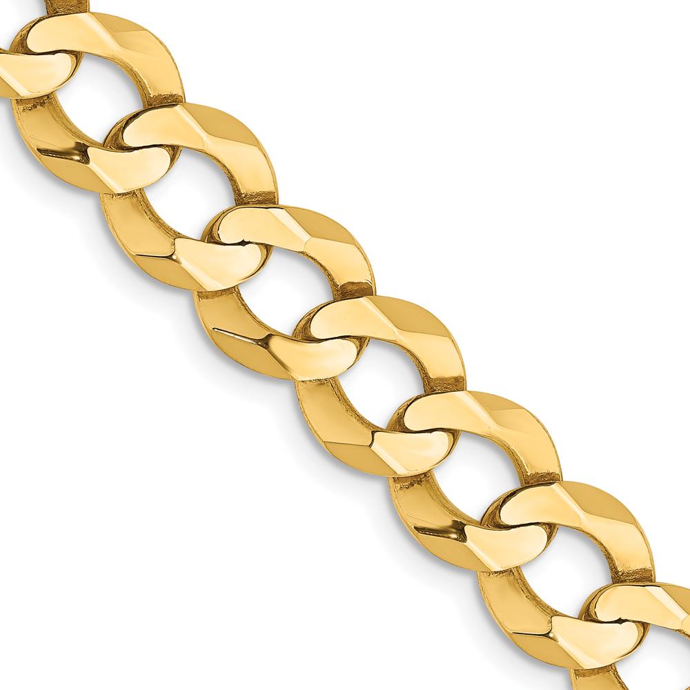 14K Yellow Gold 20" 9.4mm Lightweight Flat Cuban Chain with Lobster Clasp by Oro Pregiato