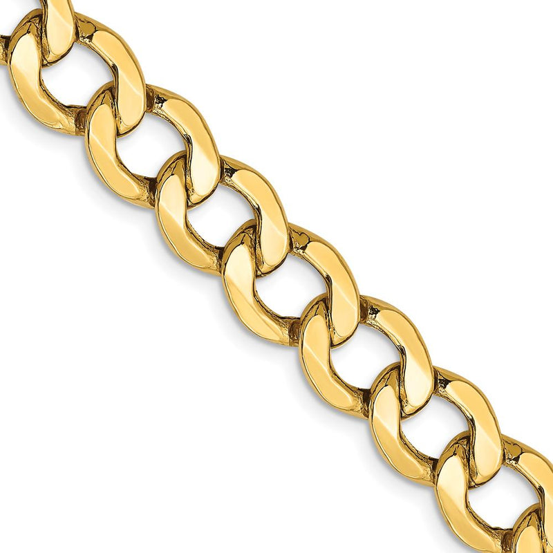 14K Yellow Gold 20" 9mm Semi-Solid Curb Chain Necklace with Lobster Clasp by Oro Pregiato