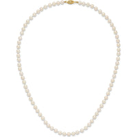 14K Yellow Gold 20" Akoya Saltwater Cultured Pearl Necklace - 5-6mm Round Pearls by Monteluci Fine Jewelry