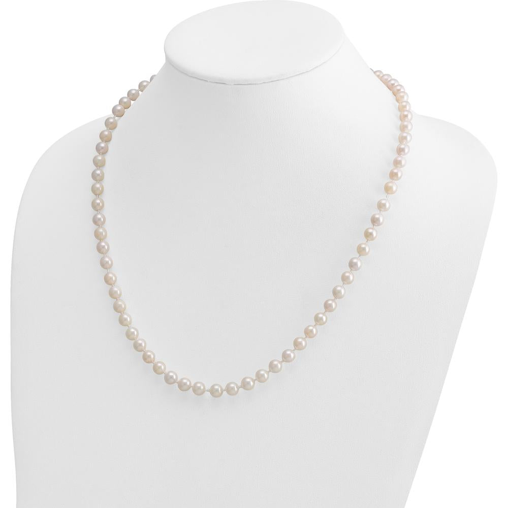 14K Yellow Gold 20" Akoya Saltwater Cultured Pearl Necklace - 6-7mm Pearls by Monteluci Fine Jewelry