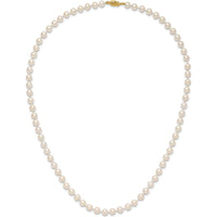 14K Yellow Gold 20" Akoya Saltwater Cultured Pearl Necklace - 6-7mm Pearls by Monteluci Fine Jewelry