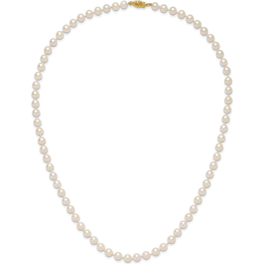 14K Yellow Gold 20" Akoya Saltwater Cultured Pearl Necklace - 6-7mm Pearls by Monteluci Fine Jewelry