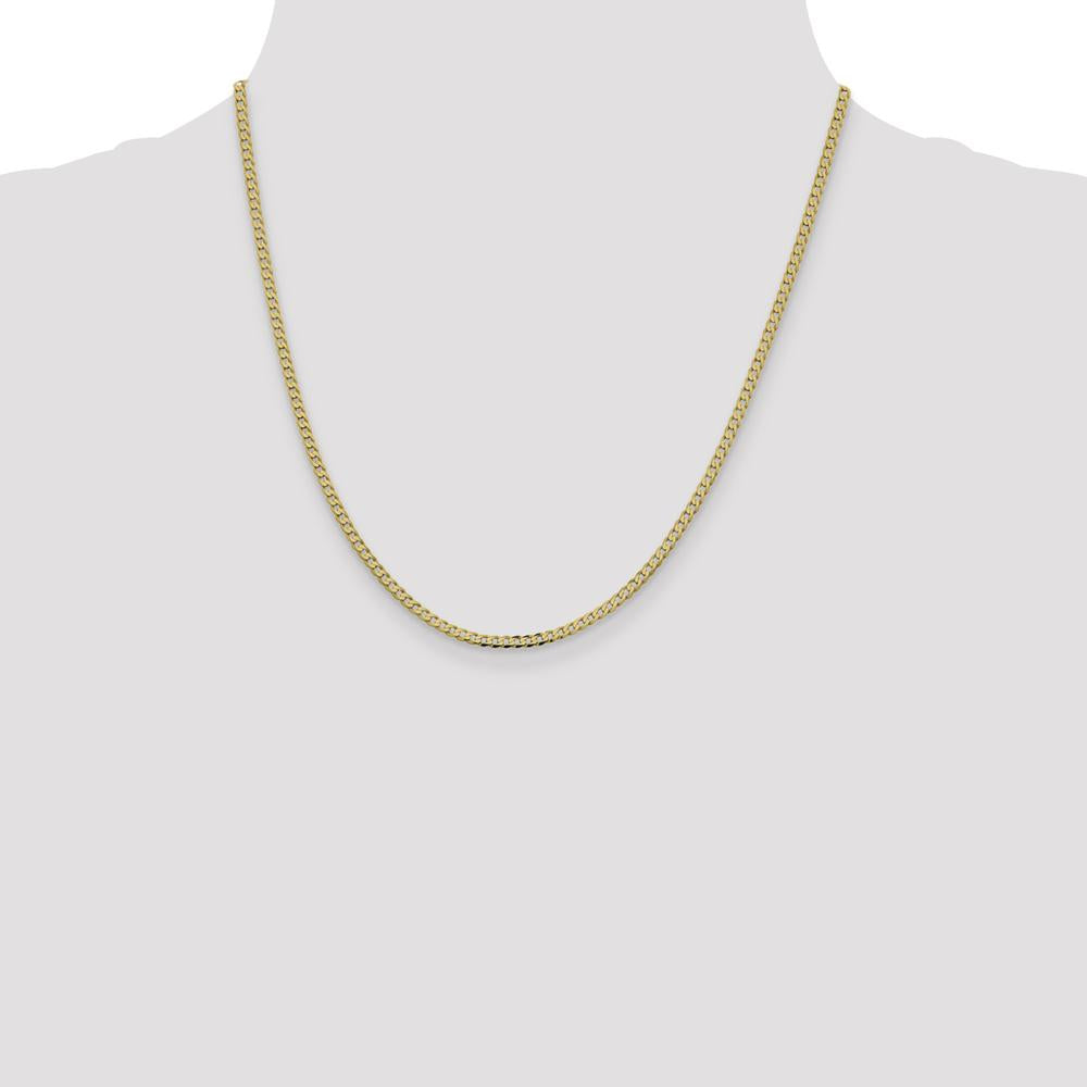 14K Yellow Gold 20" Beveled Curb Chain Necklace - 2.3mm Width by Oro Pregiato
