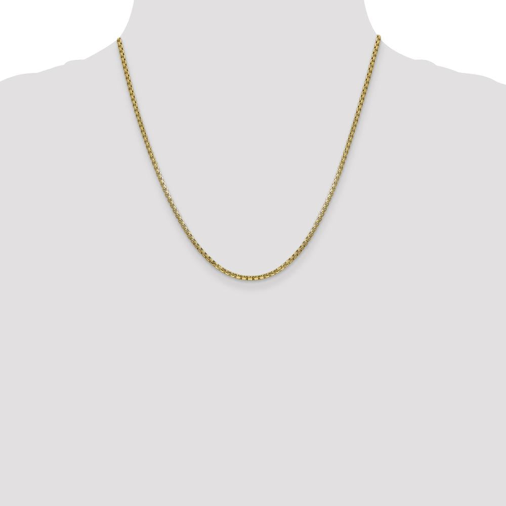14K Yellow Gold 20" Box Chain Necklace - 2.45mm Width with Lobster Clasp by IBGoodman