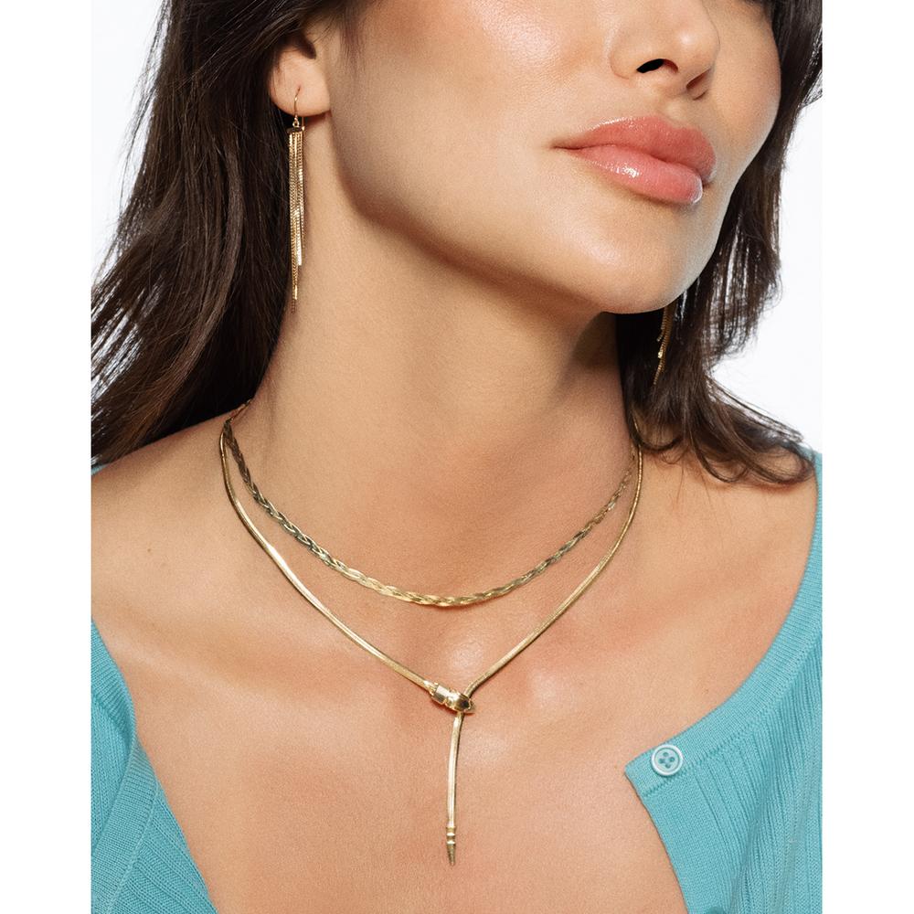 14K Yellow Gold 20" Braided Herringbone Chain with Diamond Cut Finish by Orozza Fine Jewelry
