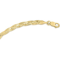 14K Yellow Gold 20" Braided Herringbone Chain with Diamond Cut Finish by Orozza Fine Jewelry