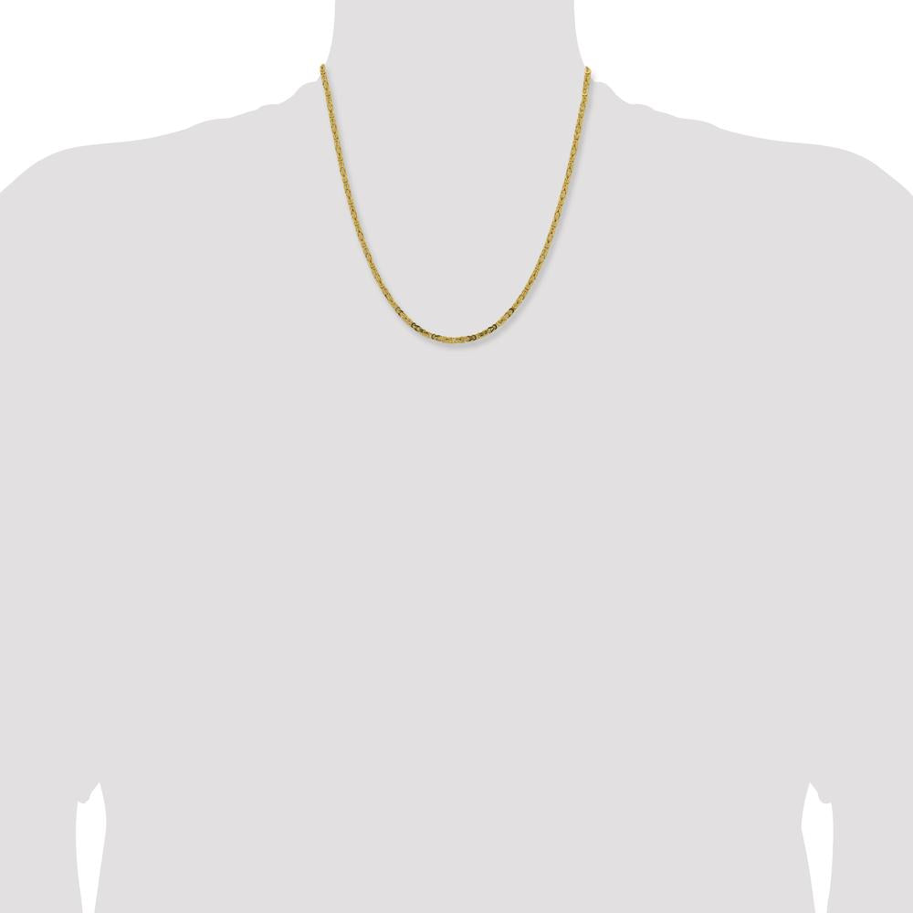 14K Yellow Gold 20" Byzantine Chain Necklace - 2.5mm Width by Oro Pregiato