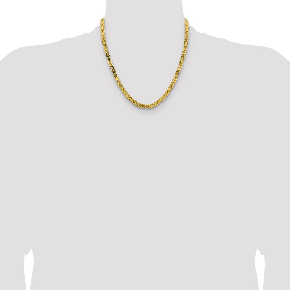 14K Yellow Gold 20" Byzantine Chain Necklace - 5.25mm Width by Oro Pregiato