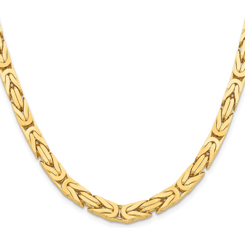 14K Yellow Gold 20" Byzantine Chain Necklace - 6.5mm Width by Oro Pregiato