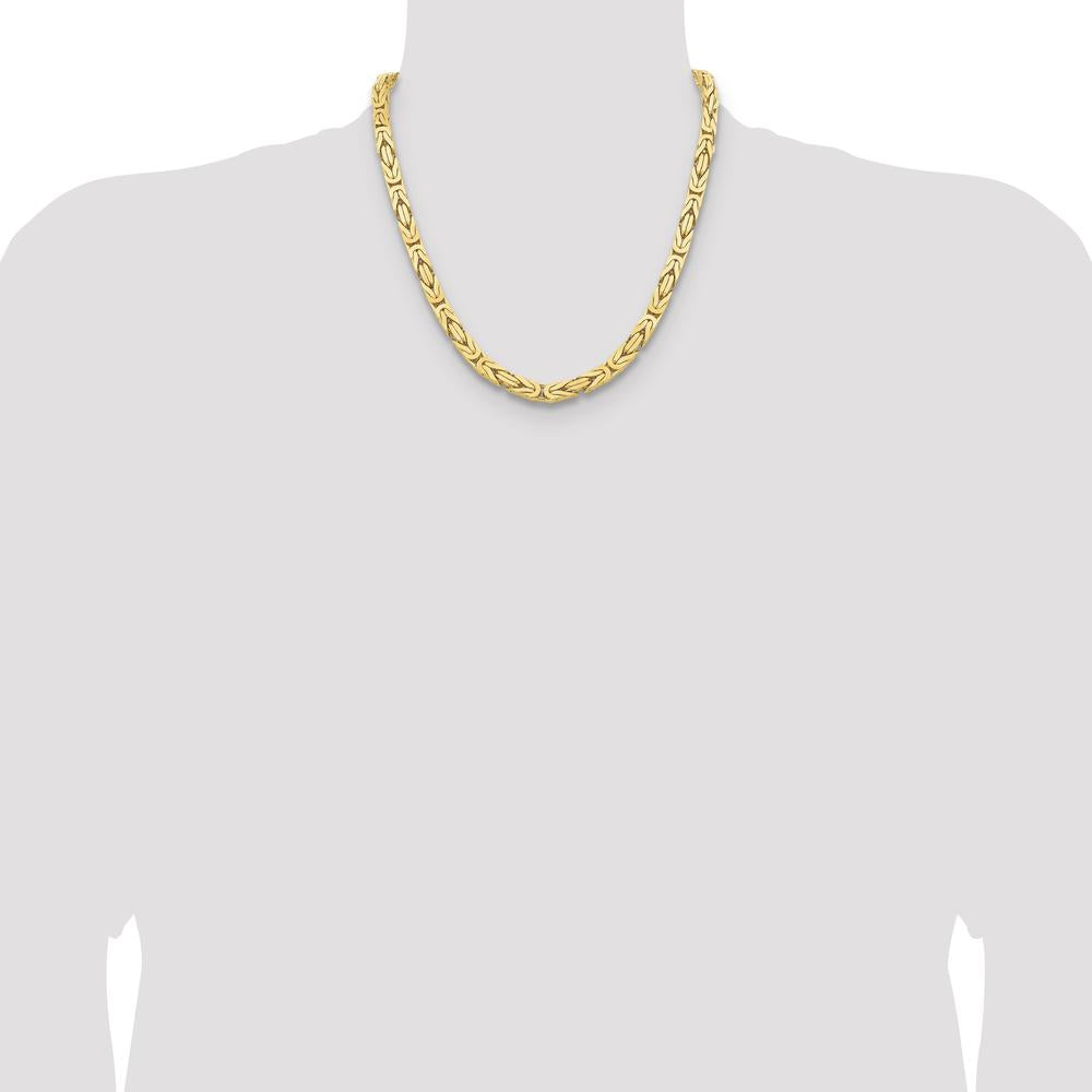 14K Yellow Gold 20" Byzantine Chain Necklace - 6.5mm Width by Oro Pregiato