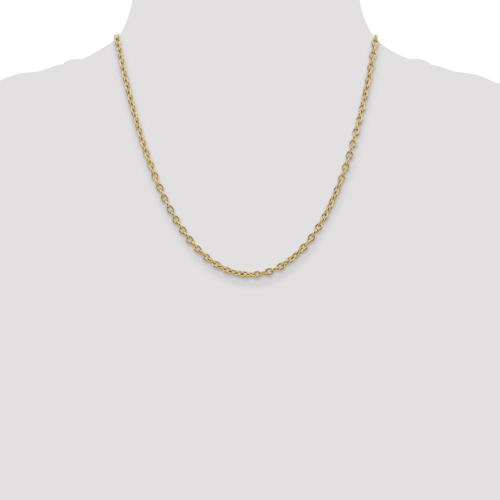 14K Yellow Gold 20" Cable Link Chain with Lobster Clasp - 3.2mm Width by Oro Pregiato