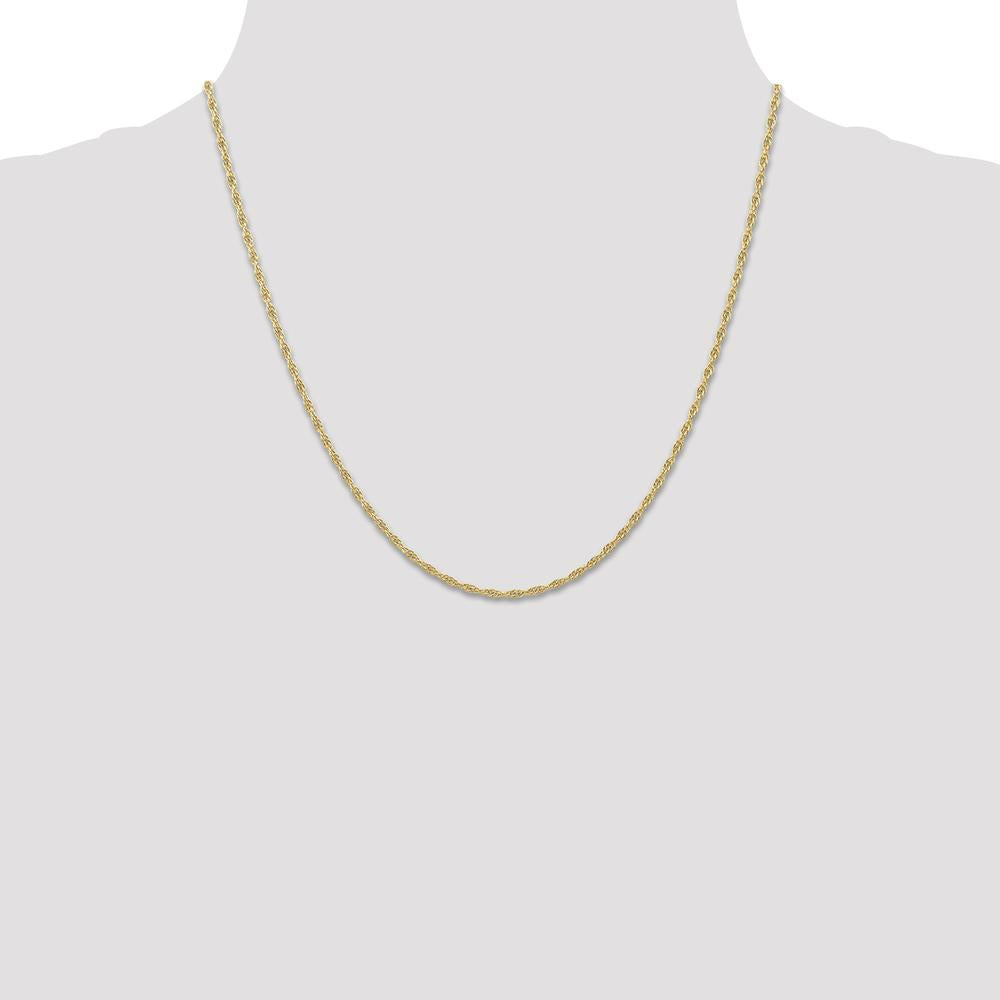 14K Yellow Gold 20" Cable Rope Chain Necklace with Spring Ring Clasp - 1.55mm Width