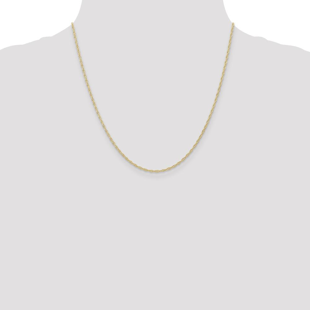 14K Yellow Gold 20" Cable Rope Chain with Spring Ring Clasp - 1.35mm Width