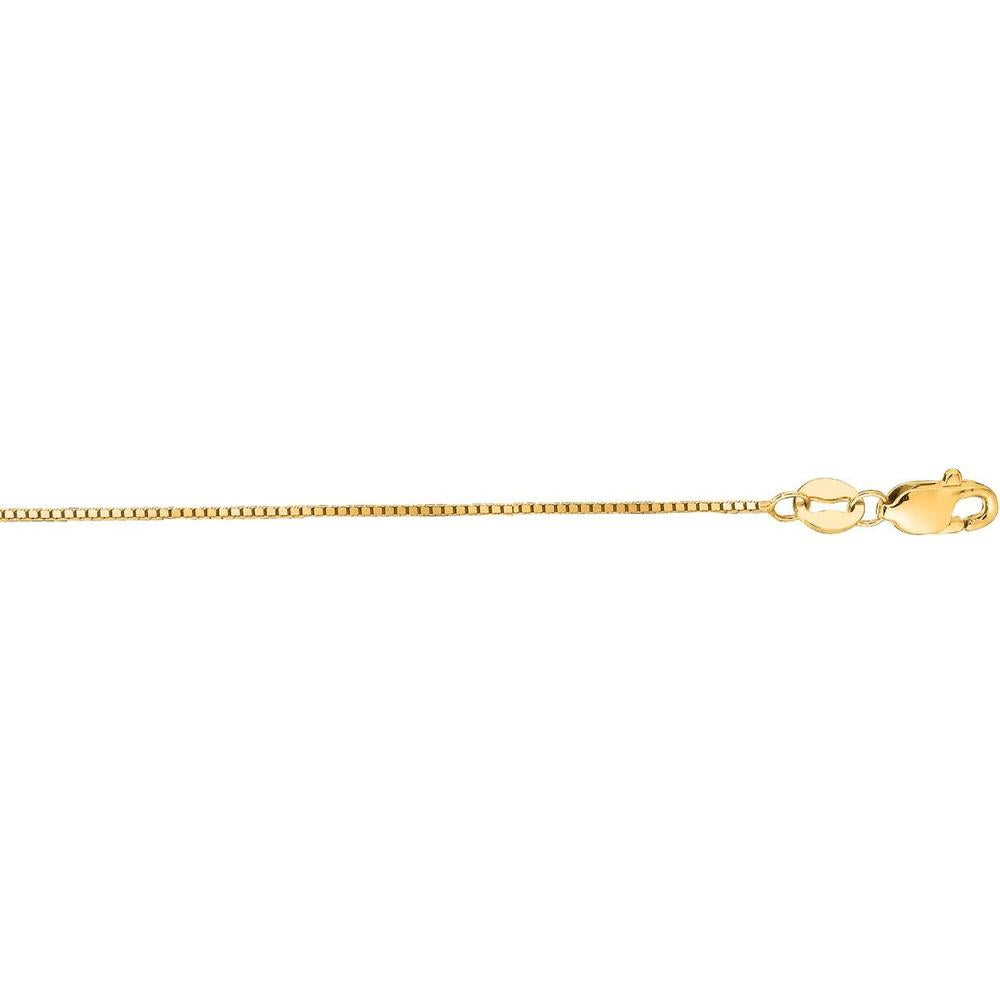 14K Yellow Gold 20" Classic Box Chain Necklace with Lobster Clasp - 0.60mm by Orozza Fine Jewelry